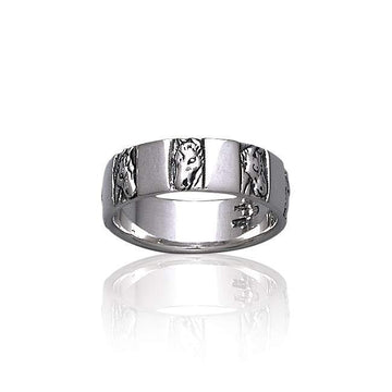 Horse Head Silver Band Ring TR3556 - Jewelry
